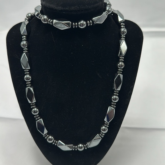 Hematite Bracelet  and Necklace set - Picture 2 of 4